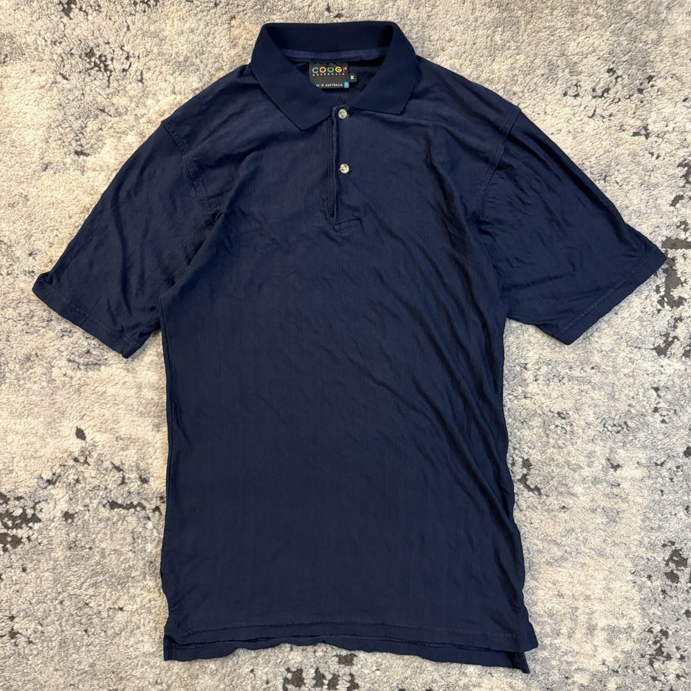 Vintage COOGI Men's 3D Knit Polo Sweater Solid Blue Size Medium
